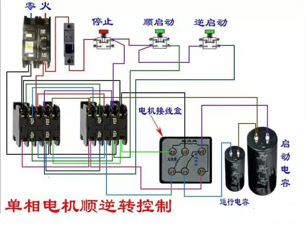 單相電機正反轉接線圖